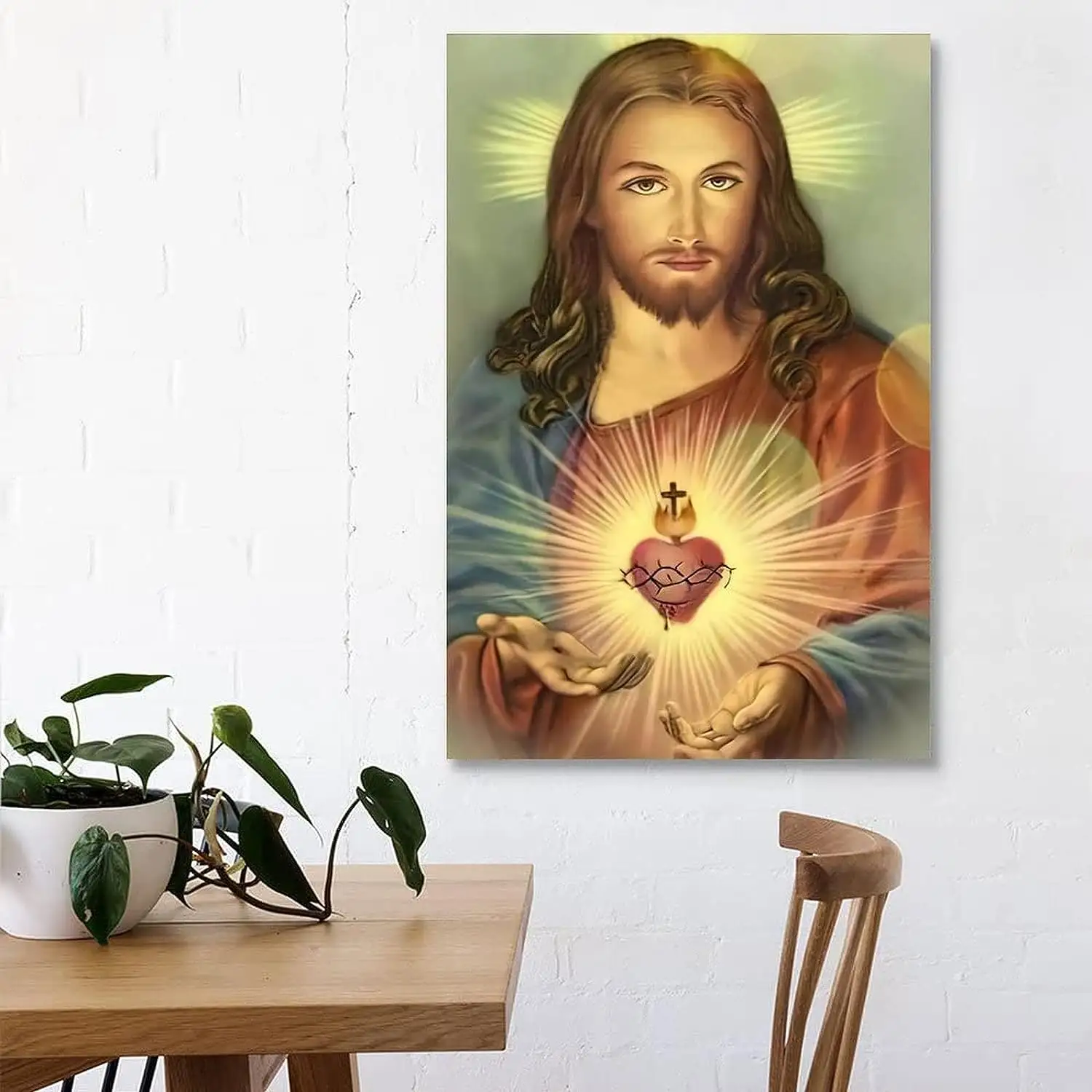 2024 Jesus Christ the Good Shepherd-Christian God Wall Art in LED ánh sáng trang trí hình ảnh