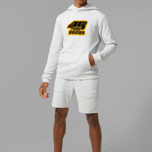 Conjunto de Sudadera con Capucha y Pantalones Cortos de Felpa Elástica para Hombre, Talla Grande, Cómodo, de Secado Rápido y Transpirable para Entrenamiento, Trotar y Uso Diario - Product Image 1