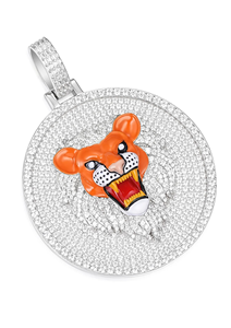 Pendentif rond en moissanite Tiger avec un design unique et vibrant, plaqué or 14 carats et rhodium, élégant hip-hop pour cadeau - Product Image 3