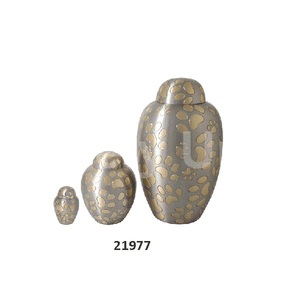 Engraved Paw Urn Brass Cremation Adult Urn For Pet Ashes Free <b>Velvet</b> <b>Bag</b> Set of 3 - Product Image 1