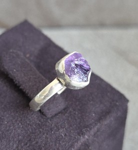 Natural Amethyst <b>Statement</b> <b>Ring</b> Irregular Boho Chic Style Unisex Wedding Anniversary Timeless Band Piece Sterling Silver - Product Image 1