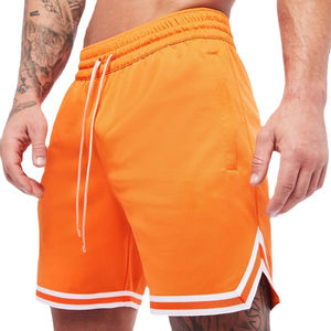 Pantalones cortos de baloncesto informales de verano para hombre, pantalones cortos de entrenamiento de poliéster 100% de secado rápido, cintura elástica, bolsillo, logotipo personalizado sólido - Product Image 1