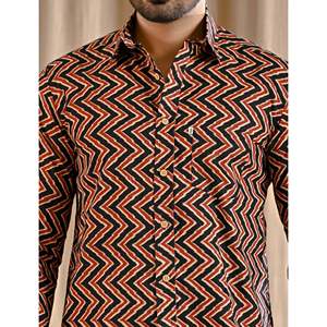 Chemise décontractée pour homme en coton 100% noir, imprimé géométrique, manches longues, col boutonné, imperméable, taille 6XL - Product Image 5