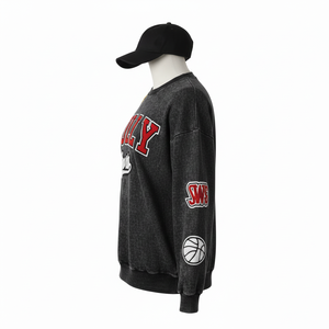 Sudadera para Mujer con Efecto Deslavado al Sol, Algodón de Primera Calidad, Felpa, Aspecto Desgastado, Logotipo Personalizado, Apliques Estampados, Sudadera Básica para Mujer - Product Image 3