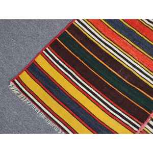 พรมคิลิมตุรกีโบราณ ขนาด 3.3x2.6 ฟุต (100x80 ซม.) พรมขนสัตว์ลายดอกไม้สีแดง - Product Image 5