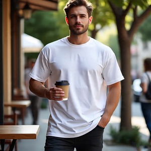 Haute qualité dégradé couleur hommes t-shirts à manches courtes coton Polyester t-shirt mâle nouveau Style été t-shirt hommes - Product Image 4