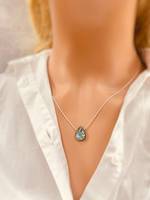Collier pendentif artisanal en forme de goutte d'eau, minimaliste, en or, pour fiançailles, mariage, fête, bijoux fins, coquille d'ormeau naturelle