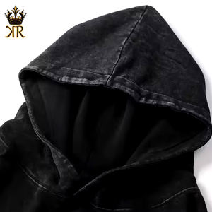 Sweat à capuche de qualité supérieure OEM, personnalisé, à fermeture éclair, surdimensionné, design d'hiver à capuche avec col doublé, sweat à capuche délavé - Product Image 2