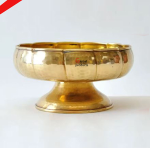 Nuevo cuenco decorativo de plata con acabado de dátiles con soporte de hojas doradas para restaurante y bar de hotel - Product Image 5