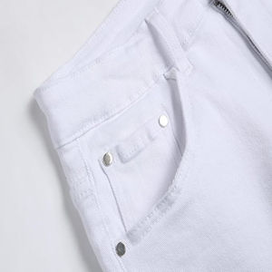 New <b>White</b> <b>Denim</b> Jean <b>Shorts</b> 100% Cotton Distressed Style Knitted Weaving Method for Summer - Product Image 3