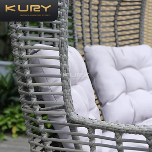 Sedia a dondolo a uovo doppia in vimini e rattan per esterni, in alluminio, per hotel, con supporto, per patio - Product Image 5