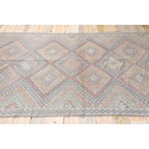 Tapis de 5,4 x 11,8 pieds, tapis turc Kilim, tapis géométrique vintage en laine verte - Product Image 3