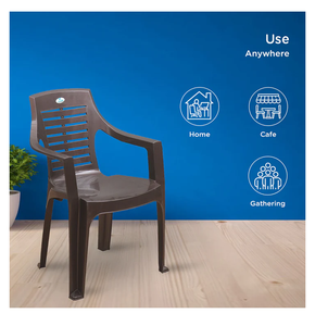 Silla de comedor de plástico marrón con reposabrazos y diseño moderno al por mayor con construcción duradera y asientos cómodos - Product Image 6