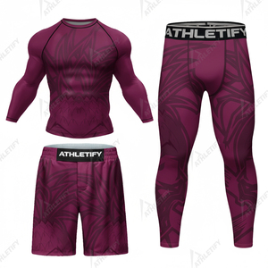 Conjunto Deportivo de Compresión Sublimado Transpirable Personalizado de 3 Piezas: Camiseta de Compresión, Pantalones Cortos y Mallas para Gimnasio, MMA, Fitness, Correr, Secado Rápido - Product Image 2