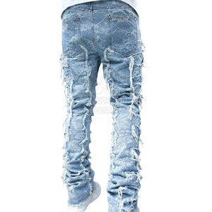 Latest Design OEM Service Stacked <b>Jeans</b> Pants For <b>Men</b> Comfortable Premium Quality <b>Men</b> Stacked <b>Jeans</b> Pants - Product Image 4