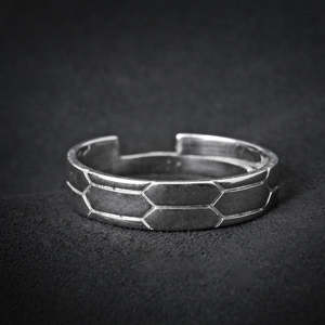 CLARA 925 Sterling <b>Silver</b> Hexagon Band <b>Ring</b> Rhodium Plated Fine Jewelry with Bezel Setting Gemstone - Product Image 3