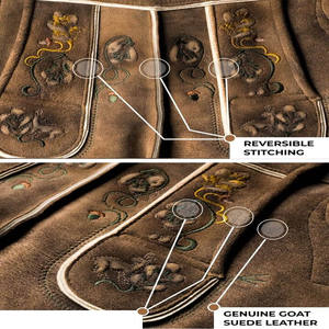 Meilleur prix High Street Wear Short brodé en cuir Lederhosen fait à la main motif solide - Product Image 4