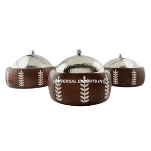 Calentador de alimentos de ratán con acabado dorado, cazuela de diseñador de forma redonda, calentador de alimentos de lujo superventas - Product Image 5