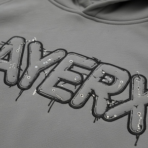 เสื้อฮู้ดดี้ผู้หญิงสำหรับฤดูหนาว น้ำหนัก 500 กรัม ผ้าโพลีเอสเตอร์/คอตตอน แขนปกติ พิมพ์ลายพัฟ ทรงครอป สตรีทแวร์ - Product Image 4