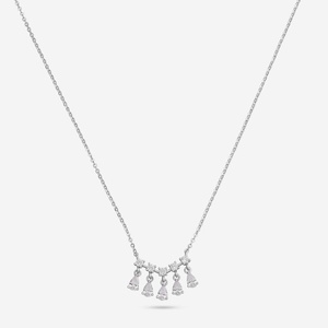 92.5 Silver <b>Necklace</b> with Water Drop Design Gold Rhodium Plated Moissanite Stone Link Chain Religious Trendy Style for Weddings - Product Image 1