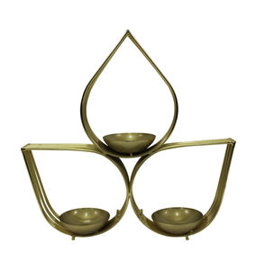 Flower Shape Iron T Light Holder Gold <b>Colour</b> Classic Design <b>Candle</b> Holder and Lanterns for Table Top Decoration - Product Image 1