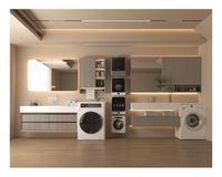Meuble-lavabo moderne en bois résistant à l'eau avec éclairage LED, à poser, en contreplaqué, avec armoire latérale