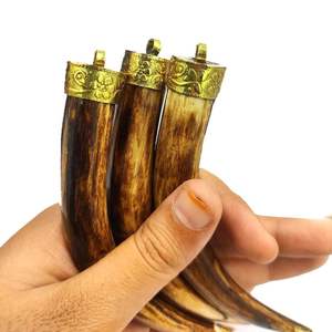 Colgante de diente de lobo natural al por mayor, dientes de animales chapados y abalorio de hueso turquesa para joyería para colgante - Product Image 3