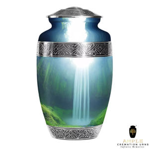 Urne funéraire Nature Waterfall pour cendres humaines, style américain et européen, écologique, design personnalisable, capacité de 220 pouces cubes - Product Image 1