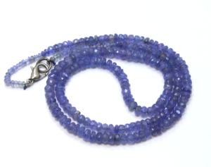 Pierres précieuses de tanzanite naturelle 2.5X4MM perles en forme de rondelle à facettes 18 ''pouces de longueur pour la fabrication de bijoux perles de collier - Product Image 2