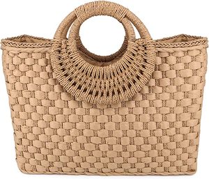 กระเป๋าโท้ทฟางสำหรับผู้หญิง, กระเป๋าสะพายไหล่สไตล์โบฮีเมียนความจุขนาดใหญ่กระเป๋าชายหาดพร้อมซับใน - Product Image 1