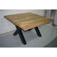Extra Breiter Quadratischer Massiver Mangoholz-Klapptisch Industrielle Metallklappbeine 8-Sitzer für Zuhause Hochzeiten Partys Konferenzen