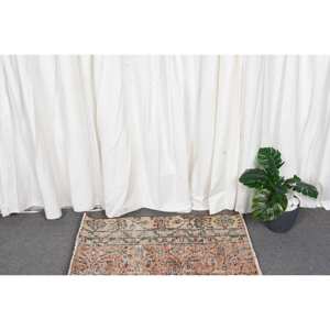 Vintage 1,7 X 2.7ft Naranja Beige Alfombra turca Diseño de retazos Respaldo de látex para sala de estar Dormitorio Hecho de lana Viscosa Poliéster - Product Image 2