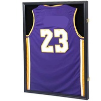 Bingkai Jersey dengan Penutup Lipat untuk Menampilkan Kaos, Foto, Logo, Koleksi Bola Basket, Sepak Bola, Bingkai Jersey Hitam untuk Digantung di Dinding