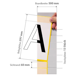 Cardplan - Sistema di inserimento per tavola di pianificazione, altezza documento di 297mm, bordo visibile di 60mm, 13 slot, 500 - Product Image 1