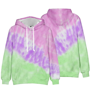 Sweat à capuche soleil éponge français mode homme personnalisé femmes Tie Dye sweats à capuche décontractés Logo personnalisé sans ficelle graphique Tie Dye sweats à capuche pour hommes - Product Image 3