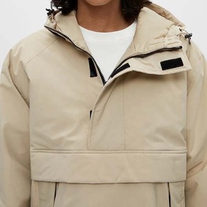 2023 Wholesale Stand Collar Outerwear Windproof Waterproof Canvas Pocket Hooded <b>Half</b> <b>Zip</b>-up Custom Logo <b>Mens</b> Windbreaker <b>Jackets</b> - Product Image 3