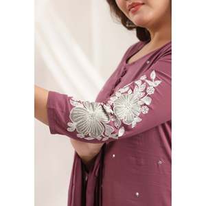 Ensemble Kurta en Chiffon Brodé en Coton pour Femme, Manches 3/4, Tenue Ethnique, Kurti de Créateur avec Dupatta, Tenue Décontractée Festive - Product Image 6
