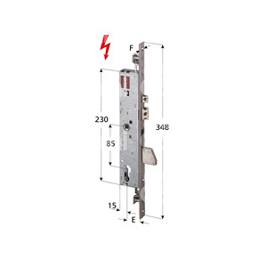 Serrure électrique pour montants - 12V AC Triple pêne dormant Réglable Réversible Loquet à piston Avant Acier inoxydable Modèle 116466 - Product Image 1