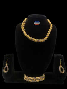 Conjunto de collar y pulsera de cadena de eslabones de malla de moda para bodas y fiestas Regalo de boda y fiesta - Product Image 2