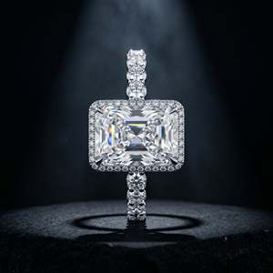Radiant Marquise Rectangular Luxury Statement <b>Ring</b> Elongated Center Lab Created Zircon Accented Band Rhodium Plated Silver Tone - Product Image 1