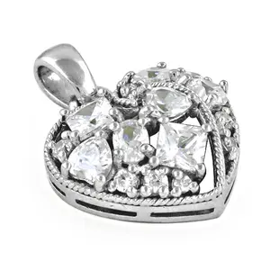 Colgante de Corazón de Plata 925 para Mujer con Circonita Cúbica, Chapado en Oro Rosa y Rodio, Dije de Diamante, Joyería, Regalo - Product Image 1