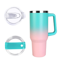 Taza de viaje ecológica con aislamiento térmico de doble pared de acero inoxidable de 40oz con tapa de plástico empuñadura de paja para uso en coche y Camping