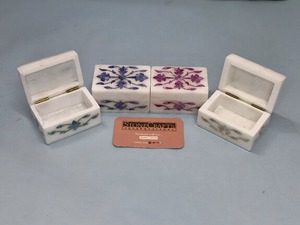 Boîte à bijoux en marbre blanc fait main avec incrustation de nacre | Boîte de rangement en pierre de luxe | Cadeau souvenir décoratif - Product Image 4