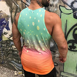 En gros Respirant Hommes Gilet Personnalisé Imprimé Faux Bleach Sublimation Tie Dye Débardeur Tout Imprimer Stringer pour Utilisation en salle de sport - Product Image 3