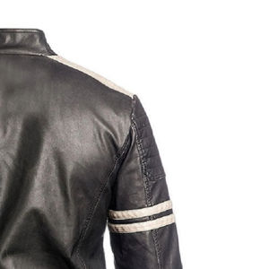 Por encargo de los hombres Slim Fit motocicleta Biker chaqueta de cuero genuino Precio al por mayor a prueba de viento chaquetas de cuero de moto - Product Image 6