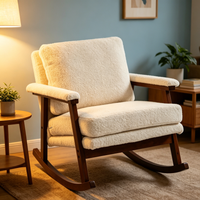 Fauteuil à bascule Teddy de style Mid-Century, fauteuil d'appoint avec structure en bois massif pour salon, chambre à coucher, véranda