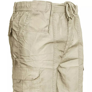 กางเกงขาสั้นคาร์โก้แบบลำลองสำหรับผู้ชายเอวยางยืดมีซิปรูดโลโก้ตามสั่ง - Product Image 6