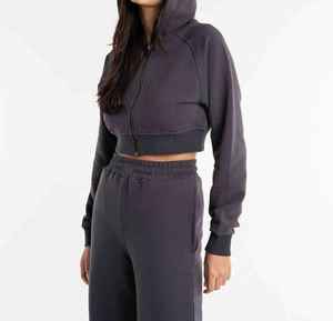 ชุดวอร์มมีฮู้ดแบบรูดซิปสำหรับผู้หญิงชุดวอร์มฤดูหนาวไซส์ใหญ่พิเศษพร้อมสเวตสูทไหล่ตกพร้อมกางเกงออกแบบได้ตามต้องการ - Product Image 3