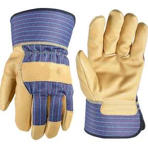 Gants de travail en cuir épais avec poignée de sécurité pour machine à souder, en fil de Kevlar durable - Product Image 1