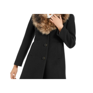 Cappotto Reversibile Kate Spade New York con Bordo in Finta Pelliccia, Nero, Taglia S, Tessuto in Lana, Pelliccia di Volpe, Imbottitura in Cotone, Guscio in Lana, Stampa con Cintura - Product Image 2